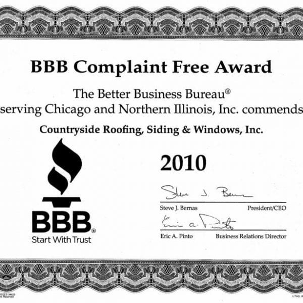 BBB complaint free award